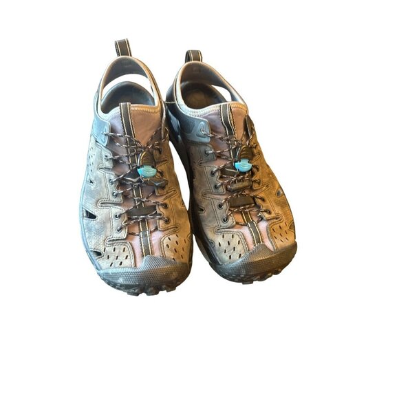 Hoka One One Mens Tor Trafa Hiking Sandals Size 9.5 Brown/Black Vibram Sole - Picture 1 of 5